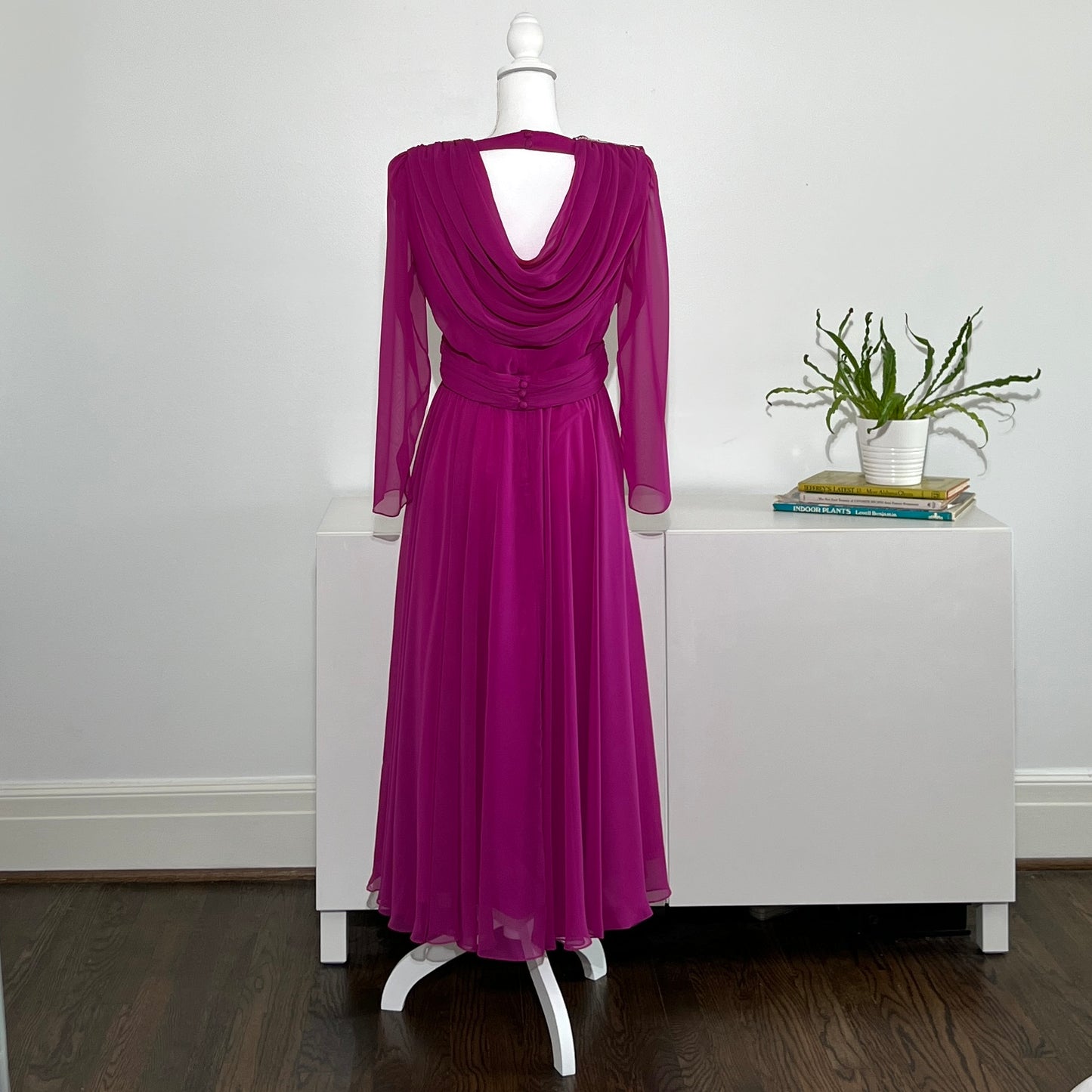 1980's Miss Elliette Magenta Party Dress